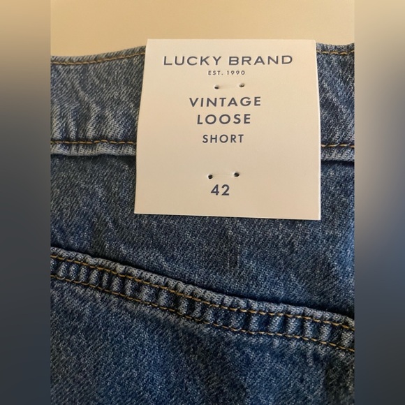 Lucky Brand Vintage Mens Loose Jean Shorts Cutoff Size 42 Comforter Stretch NEW - Picture 9 of 13
